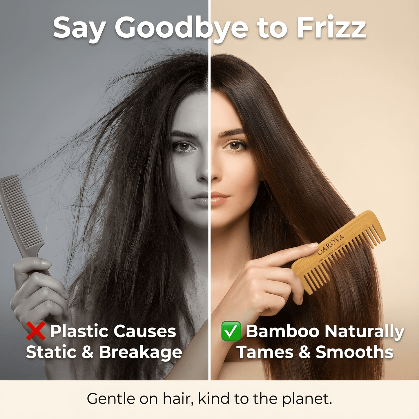 The Dual - Tooth Bamboo Comb Set (3 - Pack) - Oakova