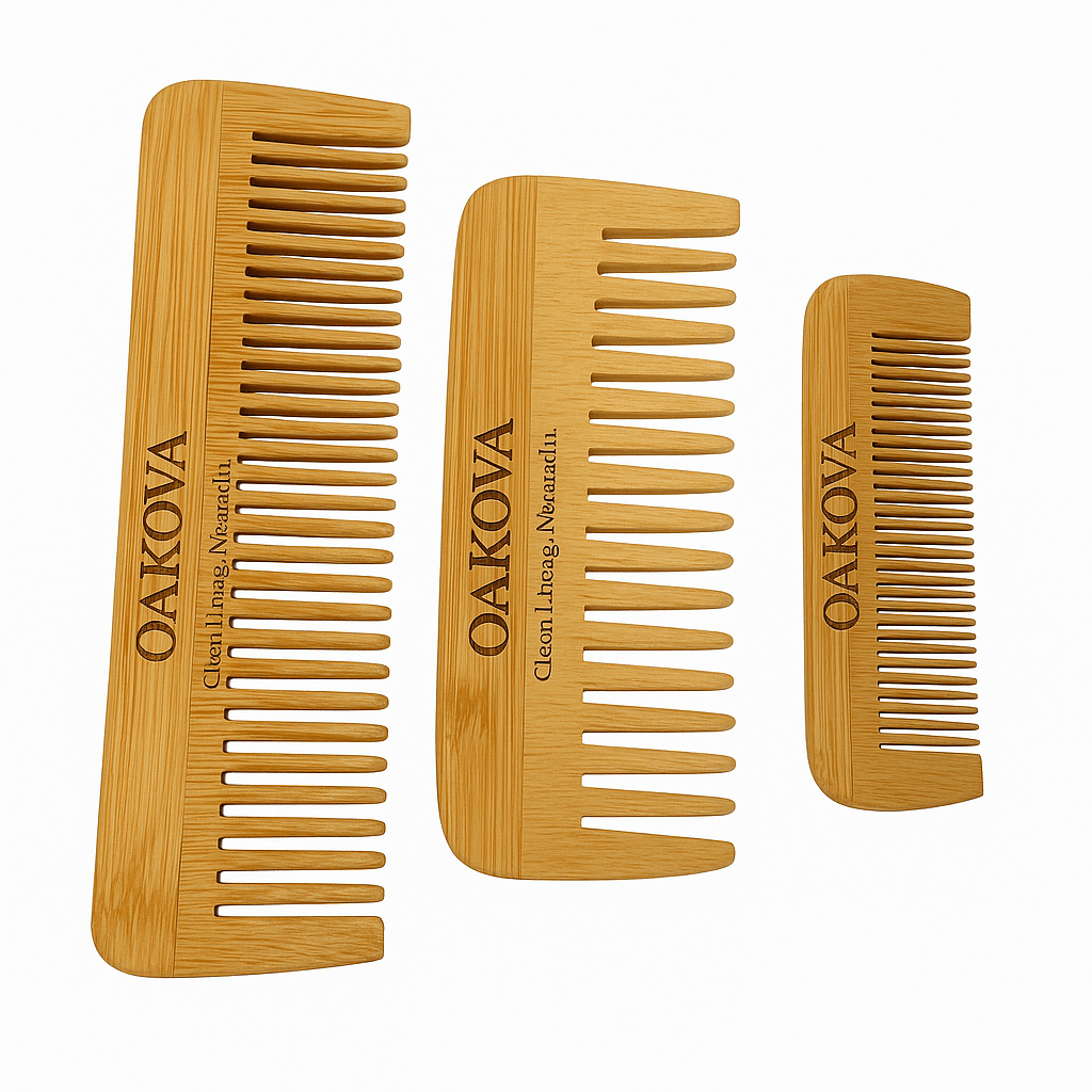 The Dual - Tooth Bamboo Comb Set (3 - Pack) - Oakova