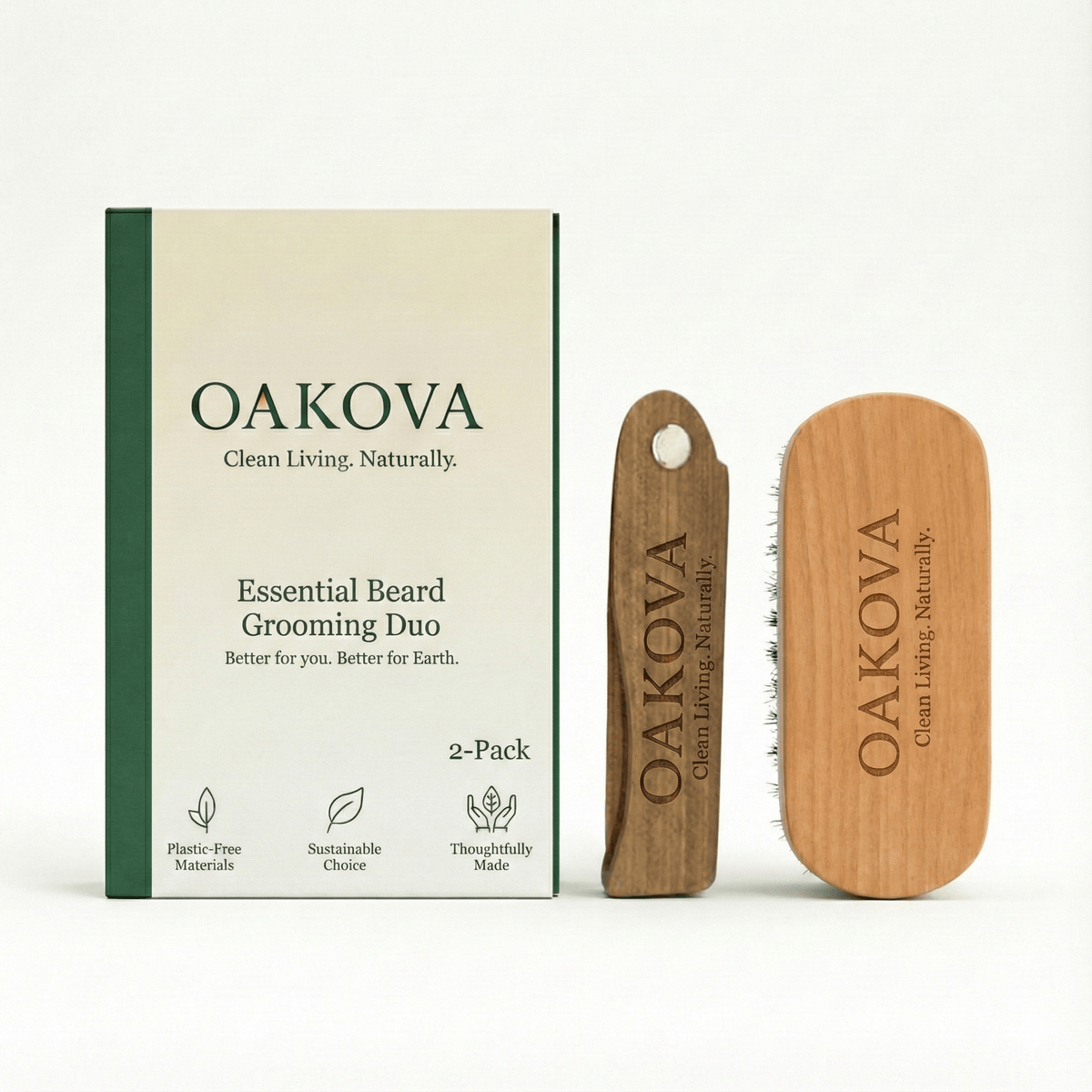 The Essential Beard Grooming Duo | Sandalwood Comb & Boar Bristle Brush