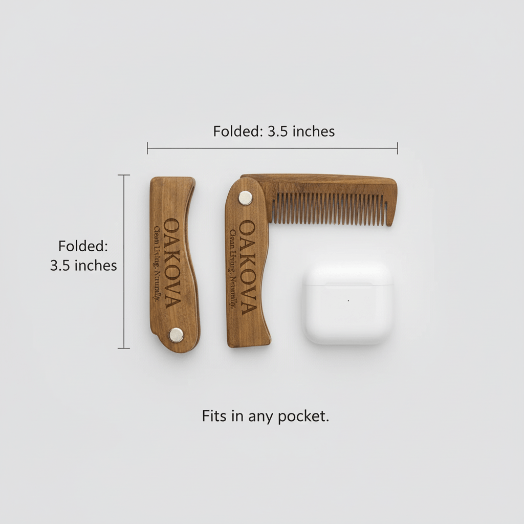 The Folding Sandalwood Beard Comb - Oakova