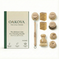 The "Kitchen Calm" Eco - Cleaning Bundle: 6 - Piece Beechwood Brush Set + 12 Natural Sisal Sponges - Oakova