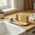 The "Kitchen Calm" Eco - Cleaning Bundle: 6 - Piece Beechwood Brush Set + 12 Natural Sisal Sponges - Oakova