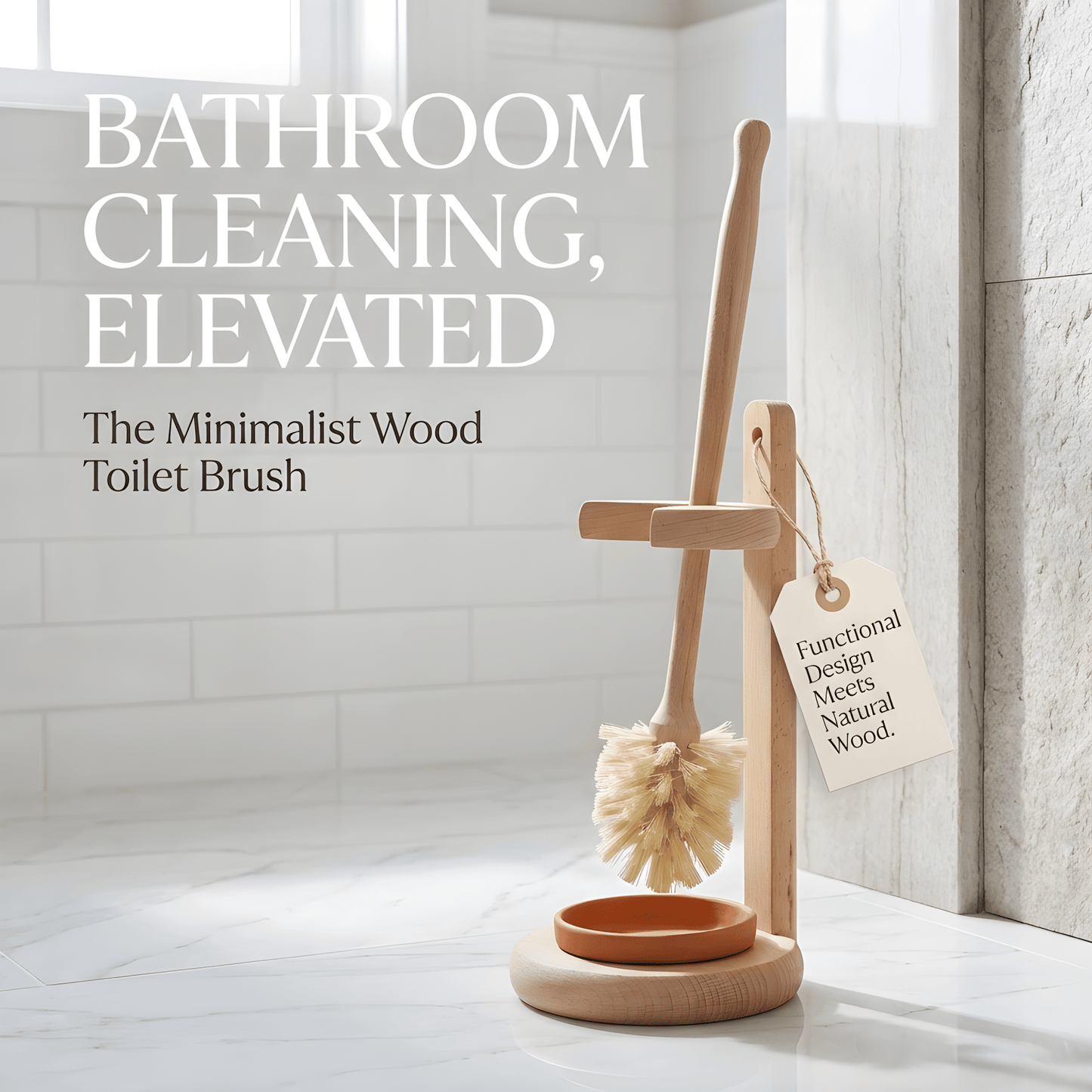 The Minimalist Wood Toilet Brush & Stand - Oakova