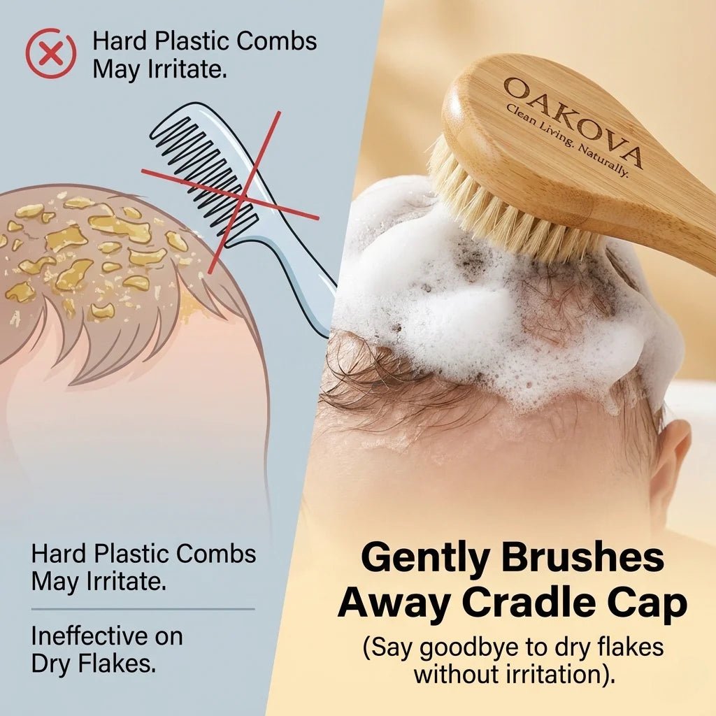The Natural Baby Care Trio | Goat Hair Brush, Comb & Bath Set - Oakova