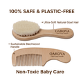 The Natural Baby Care Trio | Goat Hair Brush, Comb & Bath Set - Oakova
