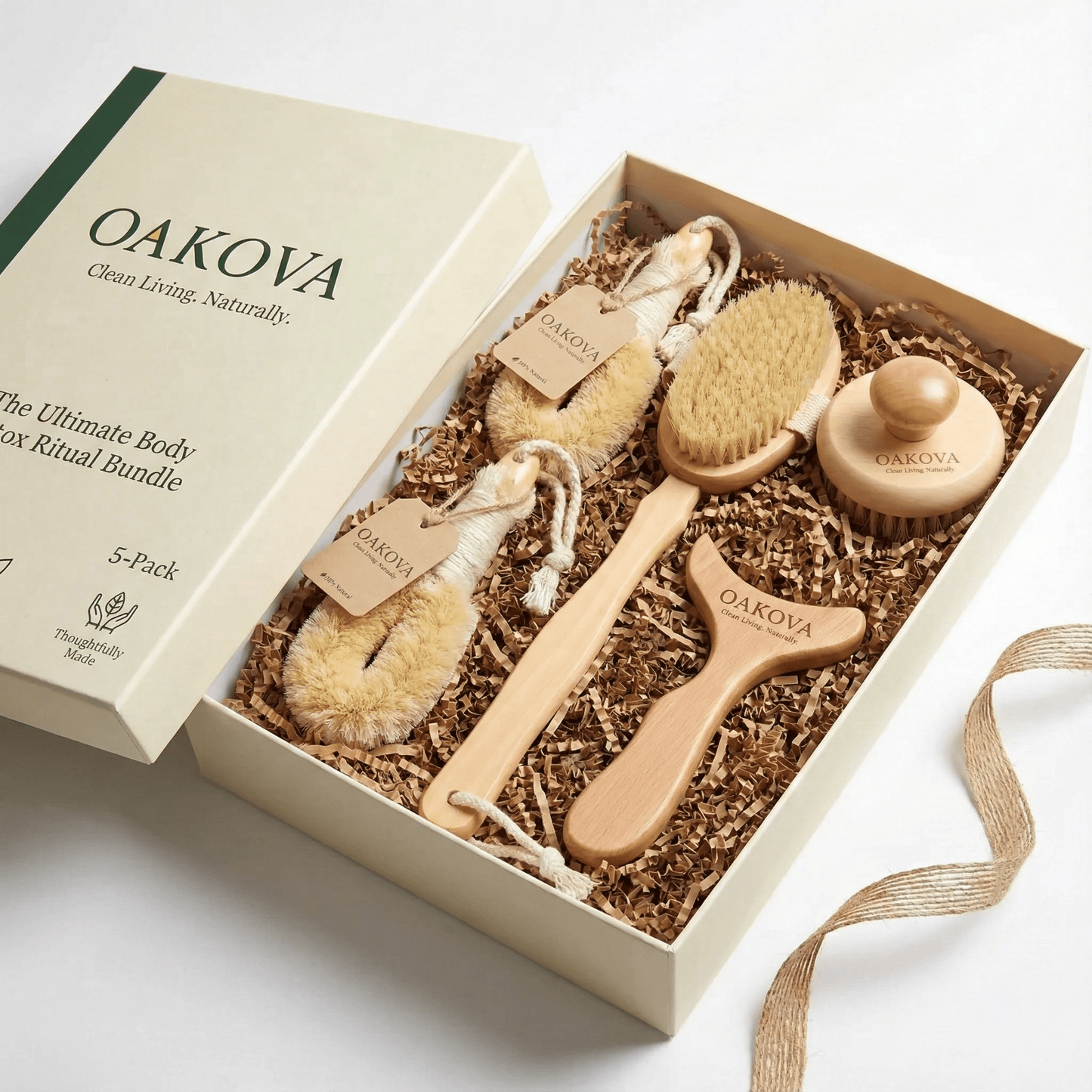 The Ultimate Body Detox Ritual Bundle | Dry Brush, Exfoliating Palm Brush & Wood Sculpting Tool - Oakova