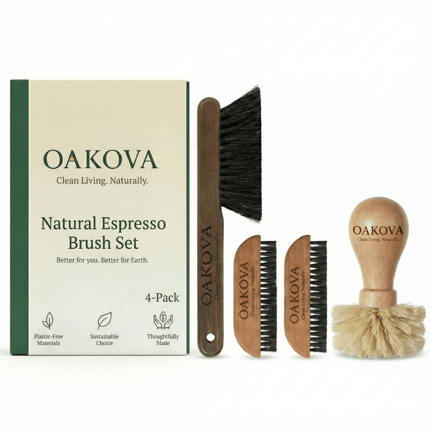 The Ultimate Eco - Barista Cleaning Collection: Natural Espresso Brush Set - Oakova