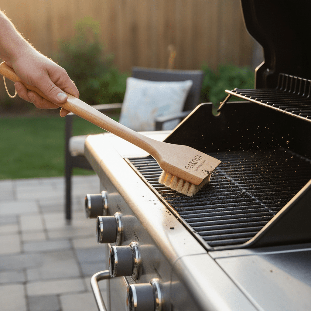 The Wire - Free Bamboo Grill Brush - Oakova